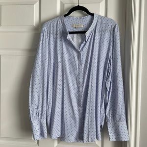 Loft Button-up Blouse with stripe and dot pattern.